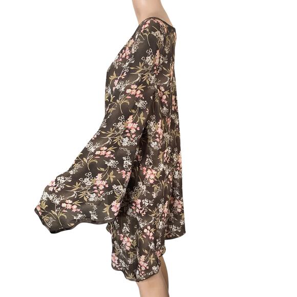 Vtg Dress-U-II By Sharon Blouse Womens 3X Plus Brown Pink Floral Asymmetrical - Picture 16 of 16